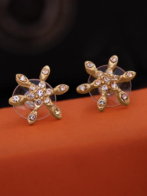 gold metal studs earring - 17327771 - Standard Image - 1