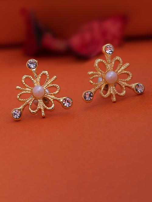 gold metal studs earring - 17327772 - Standard Image - 1