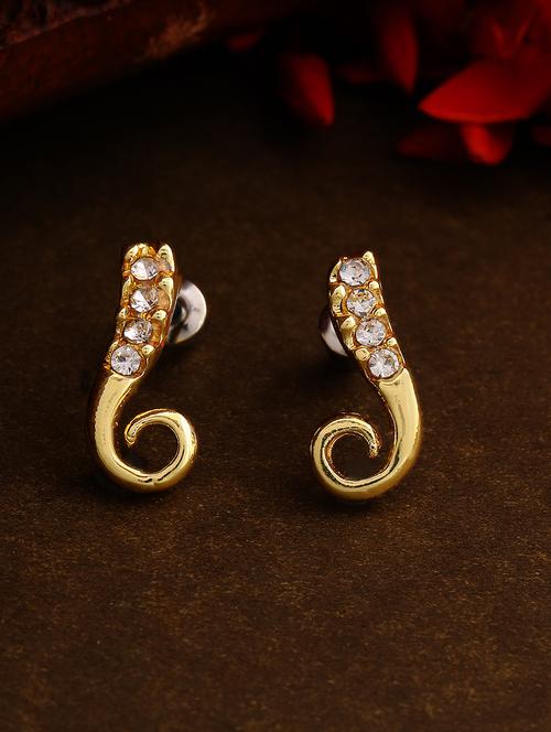 gold metal studs earring - 17327779 - Standard Image - 1