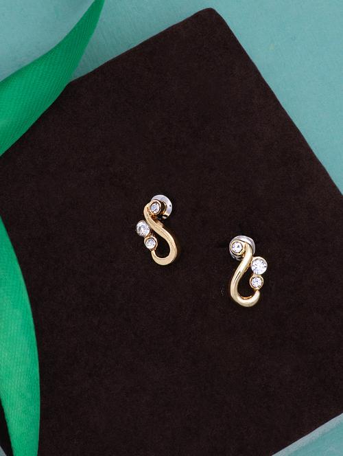 gold metal studs earring - 17327792 - Standard Image - 1