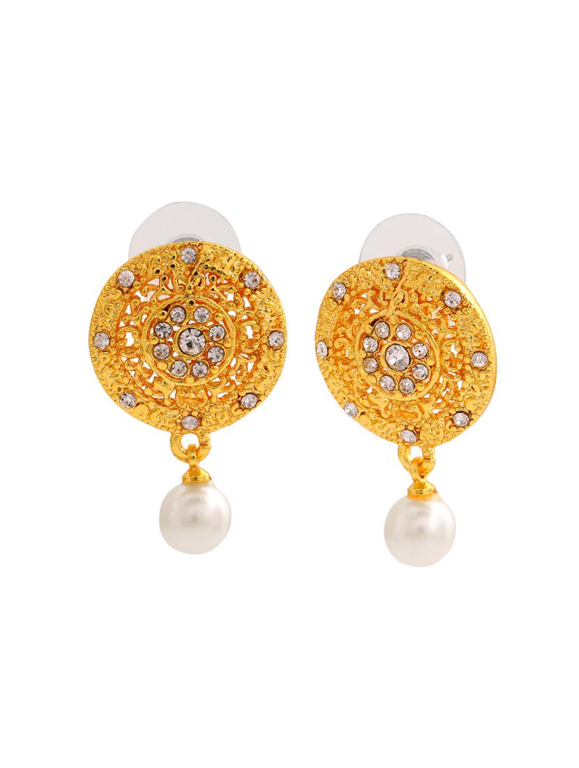 gold metal drop earring - 17327805 - Zoom Image - 2