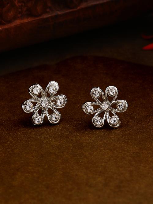 white metal studs earring - 17327810 - Standard Image - 1