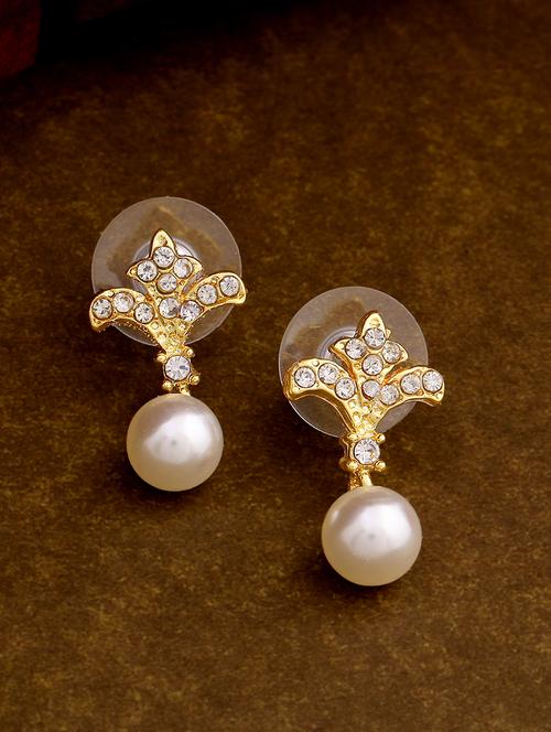 white metal drop earring - 17327823 - Standard Image - 1