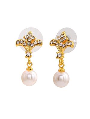 white metal drop earring - 17327823 - Standard Image - 3