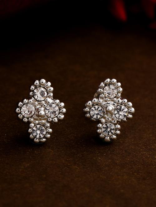 white metal studs earring - 17327837 - Standard Image - 1