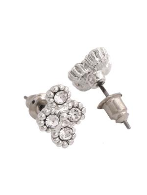white metal studs earring - 17327837 - Standard Image - 3