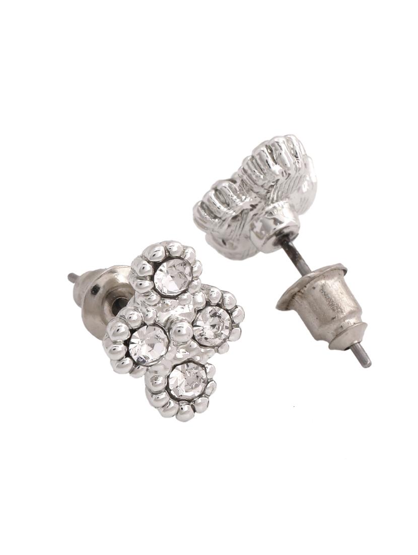 white metal studs earring - 17327837 - Zoom Image - 3