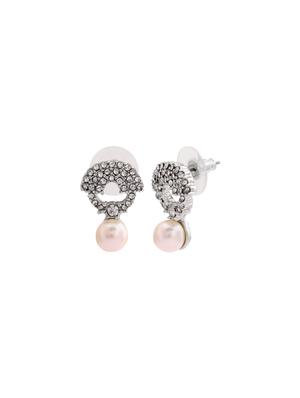 white metal studs earring - 17327842 - Standard Image - 3