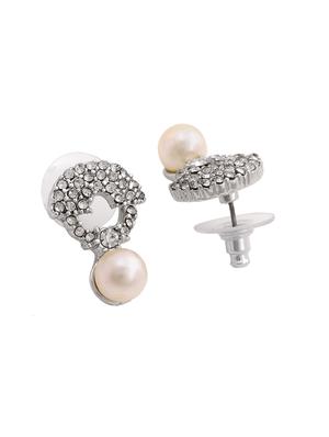white metal studs earring - 17327842 - Standard Image - 4