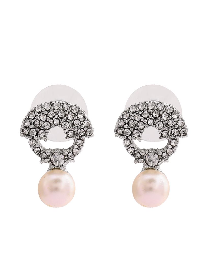 white metal studs earring - 17327842 - Zoom Image - 2