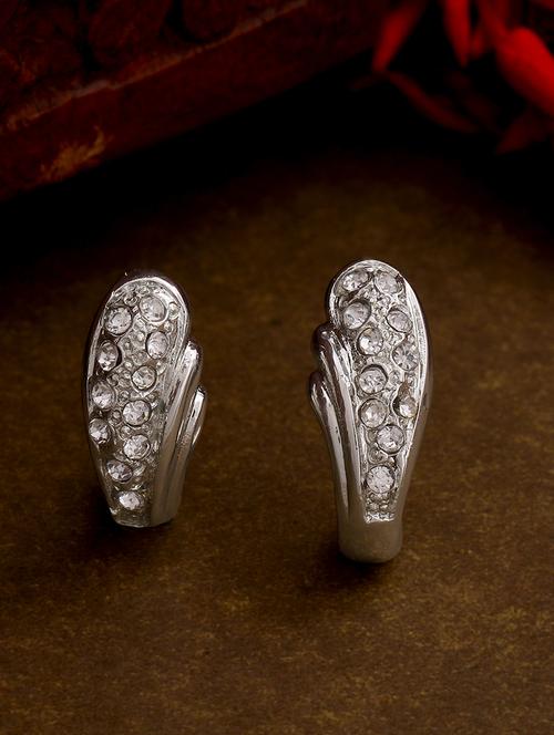 white metal studs earring - 17327855 - Standard Image - 1