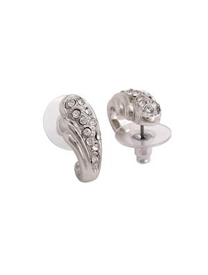 white metal studs earring - 17327855 - Standard Image - 4