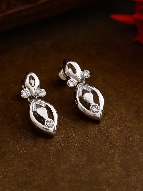 white metal drop earring - 17327857 - Standard Image - 1