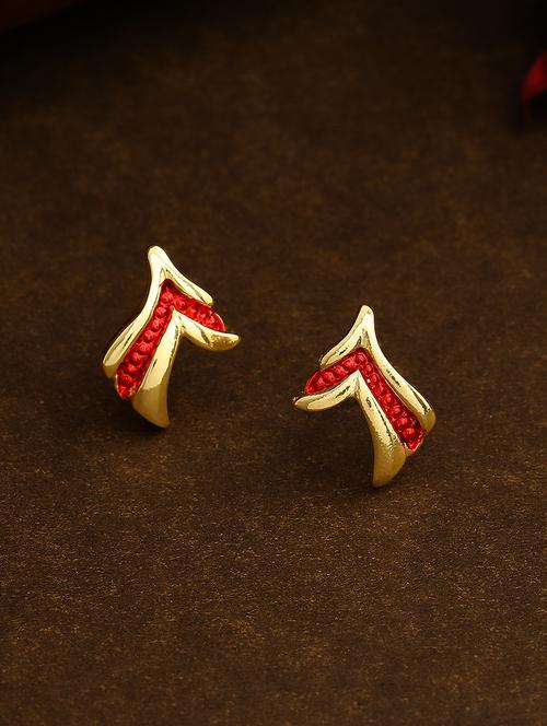 red metal studs earring - 17327858 - Standard Image - 1