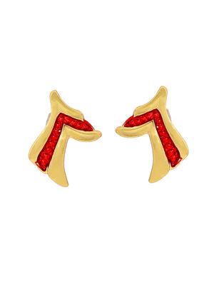 red metal studs earring - 17327858 - Standard Image - 3