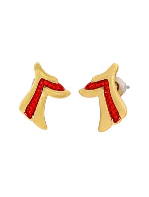 red metal studs earring - 17327858 - Standard Image - 4