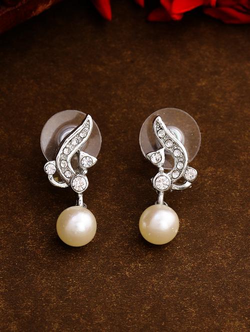white metal drop earring - 17327860 - Standard Image - 1