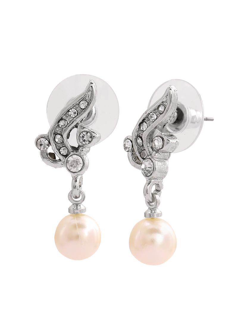 white metal drop earring - 17327860 - Zoom Image - 3