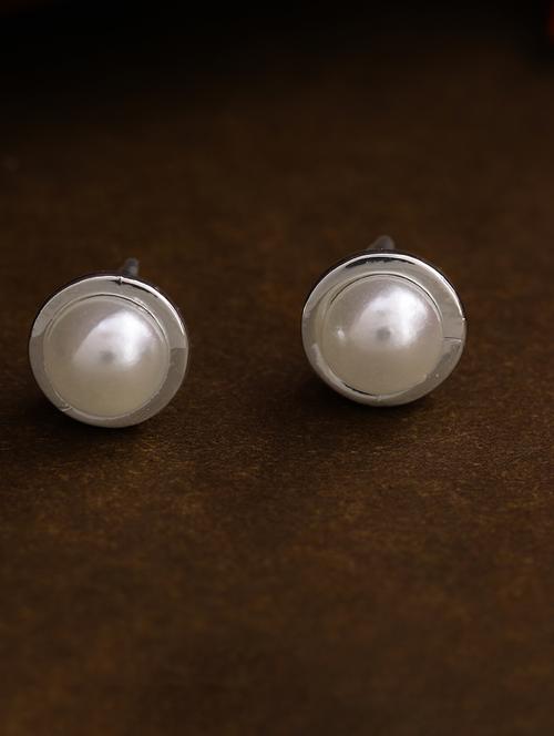white metal studs earring - 17327877 - Standard Image - 1