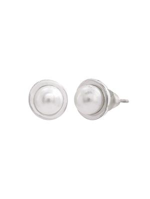 white metal studs earring - 17327877 - Standard Image - 3