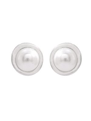 white metal studs earring - 17327877 - Standard Image - 4