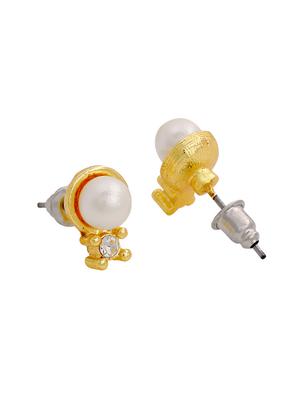gold metal studs earring - 17327882 - Standard Image - 3