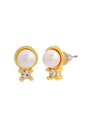 gold metal studs earring - 17327882 - Standard Image - 4