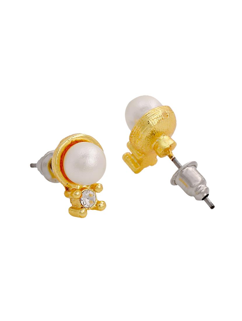 gold metal studs earring - 17327882 - Zoom Image - 3