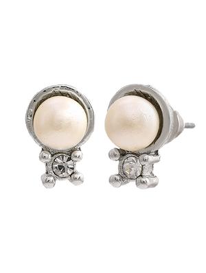 white metal studs earring - 17327883 - Standard Image - 2