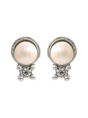 white metal studs earring - 17327883 - Standard Image - 4
