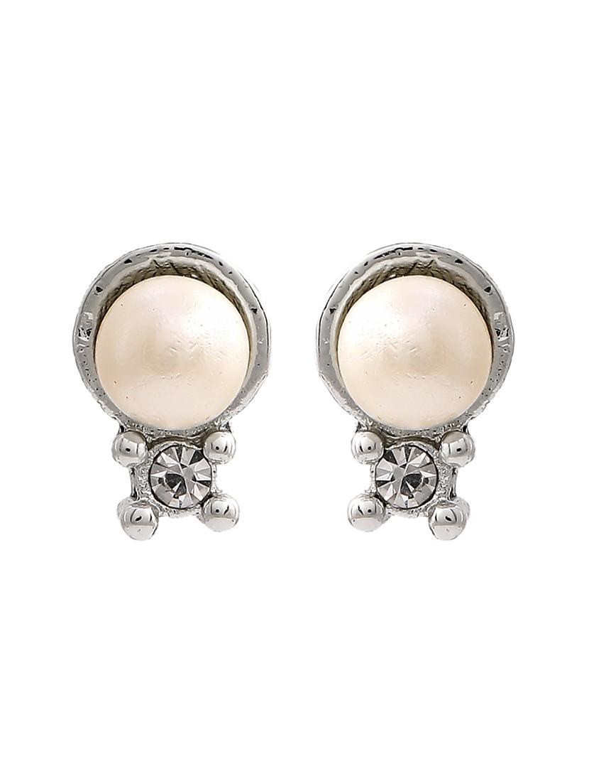 white metal studs earring - 17327883 - Zoom Image - 4