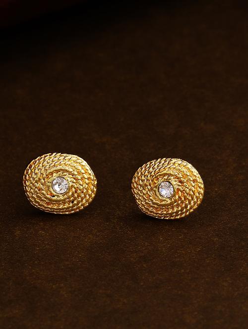 gold metal studs earring - 17327886 - Standard Image - 1