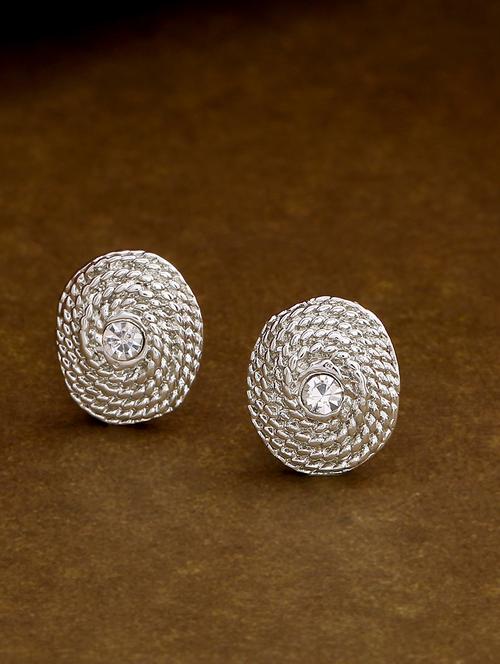 white metal studs earring - 17327887 - Standard Image - 1