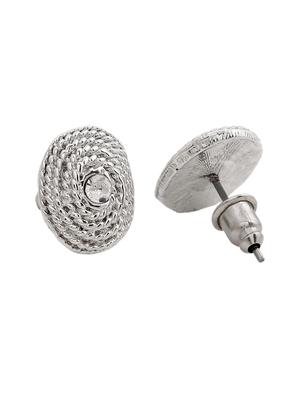 white metal studs earring - 17327887 - Standard Image - 3
