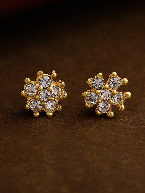 white metal studs earring - 17327894 - Standard Image - 1