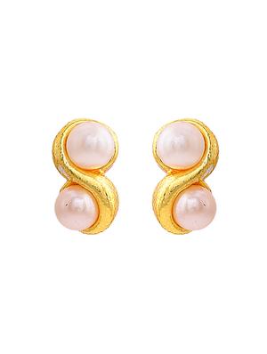 gold metal studs earring - 17327897 - Standard Image - 3