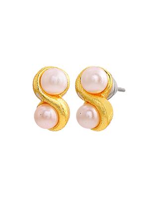 gold metal studs earring - 17327897 - Standard Image - 4