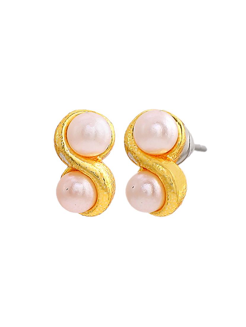 gold metal studs earring - 17327897 - Zoom Image - 4