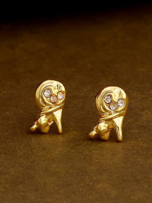 gold metal studs earring - 17327907 - Standard Image - 1