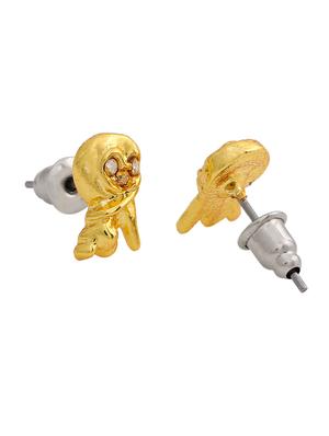 gold metal studs earring - 17327907 - Standard Image - 4
