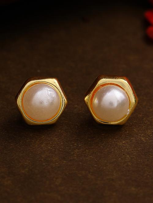 gold metal studs earring - 17327910 - Standard Image - 1