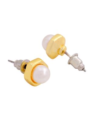 gold metal studs earring - 17327910 - Standard Image - 3