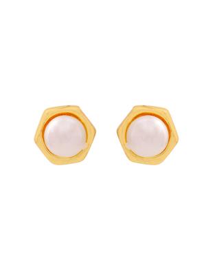 gold metal studs earring - 17327910 - Standard Image - 4