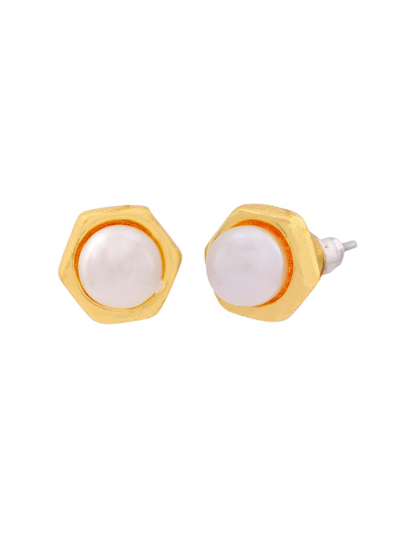 gold metal studs earring - 17327910 - Zoom Image - 2