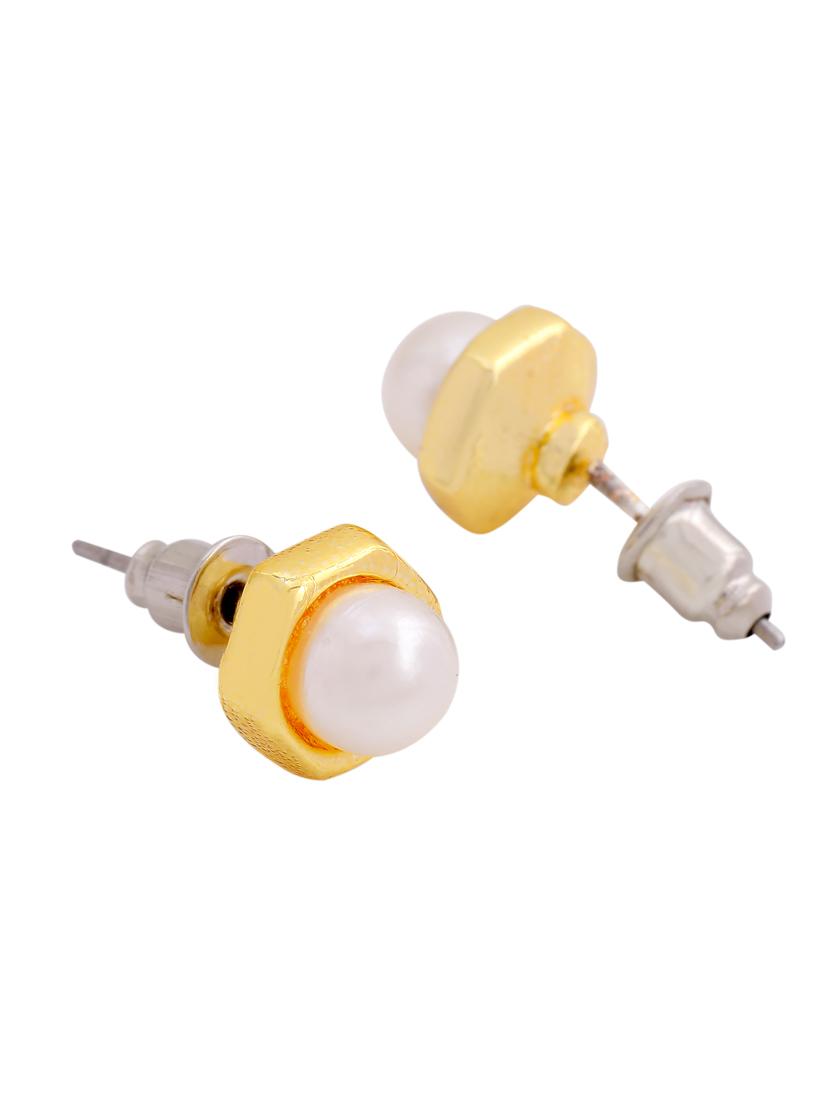 gold metal studs earring - 17327910 - Zoom Image - 3