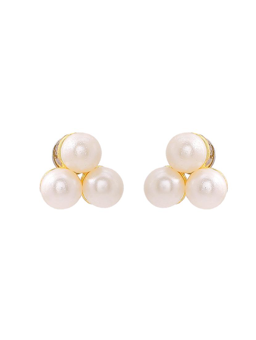 gold metal studs earring - 17327912 - Zoom Image - 2