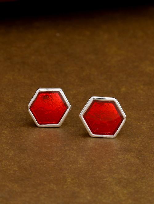 red metal studs earring - 17327925 - Standard Image - 1
