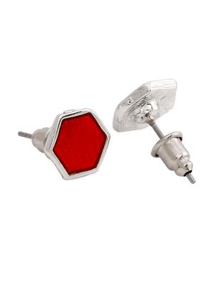 red metal studs earring - 17327925 - Standard Image - 2
