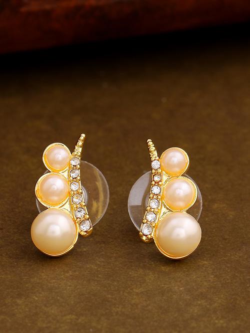 white metal studs earring - 17327934 - Standard Image - 1