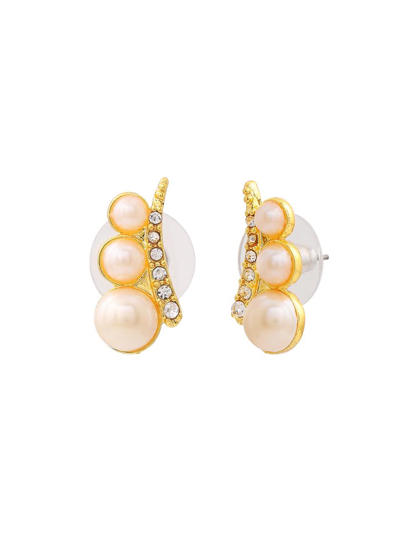 white metal studs earring - 17327934 - Zoom Image - 2